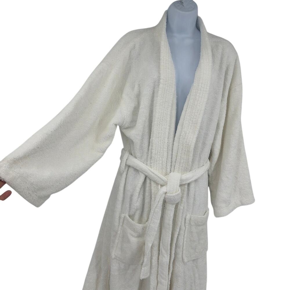 Chakir Turkish Linens Plush Spa Robe Sz L White Quiet Luxury Hotel Bathrobe Cozy
